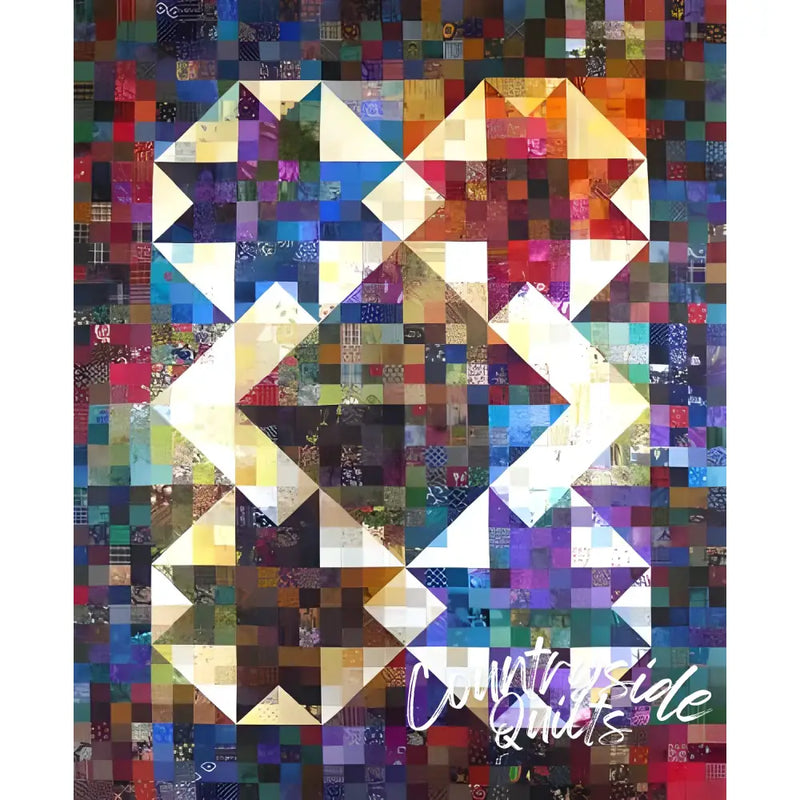 Colorful patchwork quilt featuring geometric star patterns from Aries Stars Project