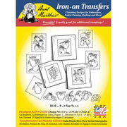 Iron-on transfer pattern sheet with fruit designs for Aunt Martha’s Fruit Tea Towels