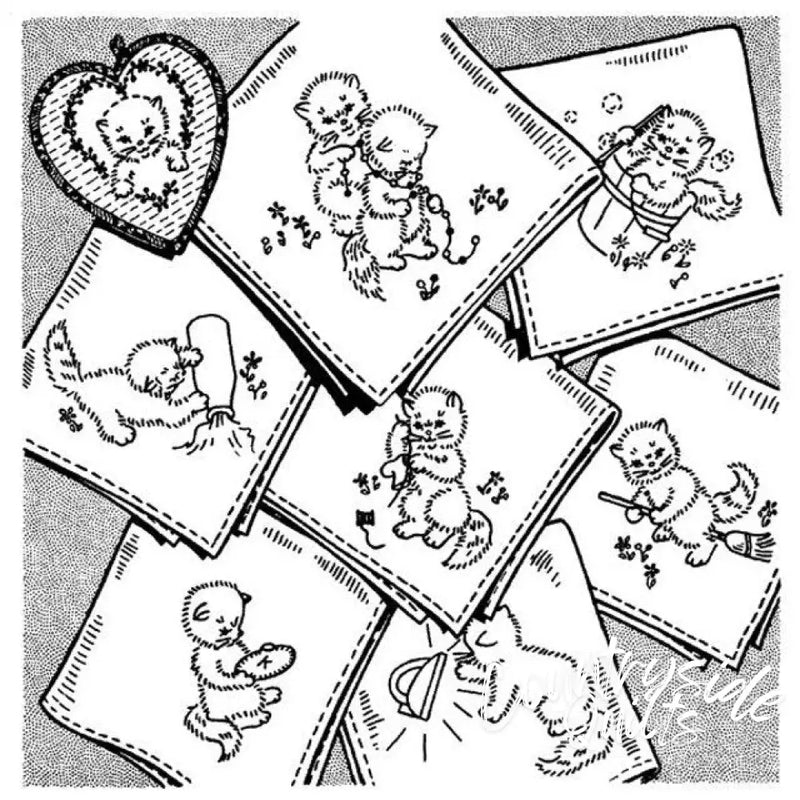 Collection of vintage Valentine’s Day greeting cards featuring Kewpie dolls for Aunt Martha’s tea towels