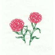 Two pink carnations with green stems from Aunt Martha’s Eight Flowers collection