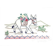 Donkey with flower basket in Aunt Martha’s 3853 Southwest for quilting projects