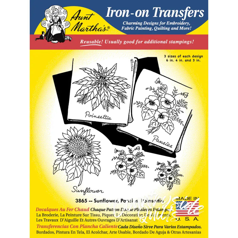 Aunt Martha’s 3865 Sunflower Pansies & Poinsettia Tea
