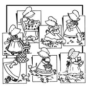 Collection of Sunbonnet Sue quilt designs from Aunt Martha’s Bonnie Bonnet pattern