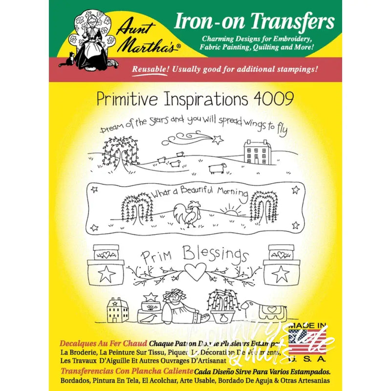 Aunt Marthas Primitive Inspirations iron-on transfer sheet for craft projects