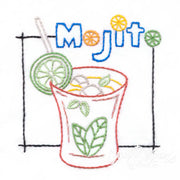 Simple sketch of a mojito cocktail for Aunt Martha’s Happy Hour collection