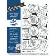 Aunt Martha’s #4012 Happy Hour embroidery transfer pattern with cocktail designs