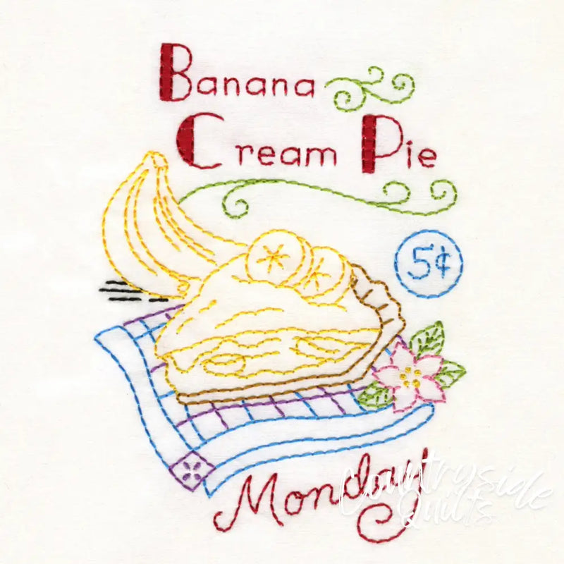 Aunt Martha’s #4036 Slice of Pie Days the Week Tea Towels