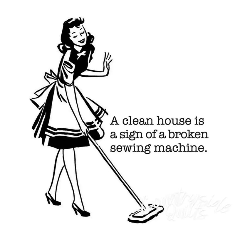 Retro-style illustration of a housewife mopping, reflecting Aunt Martha’s Dirty Laundry theme