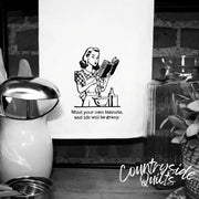 White mug with vintage-style illustration for Aunt Martha’s Dirty Laundry gravy tea