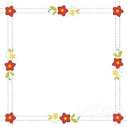 Decorative border featuring red and yellow flowers on Aunt Martha’s Quilting Retro Flower Print