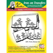 Iron-on transfer pattern with butterflies for Aunt Martha’s Pretty Bedroom Set linens