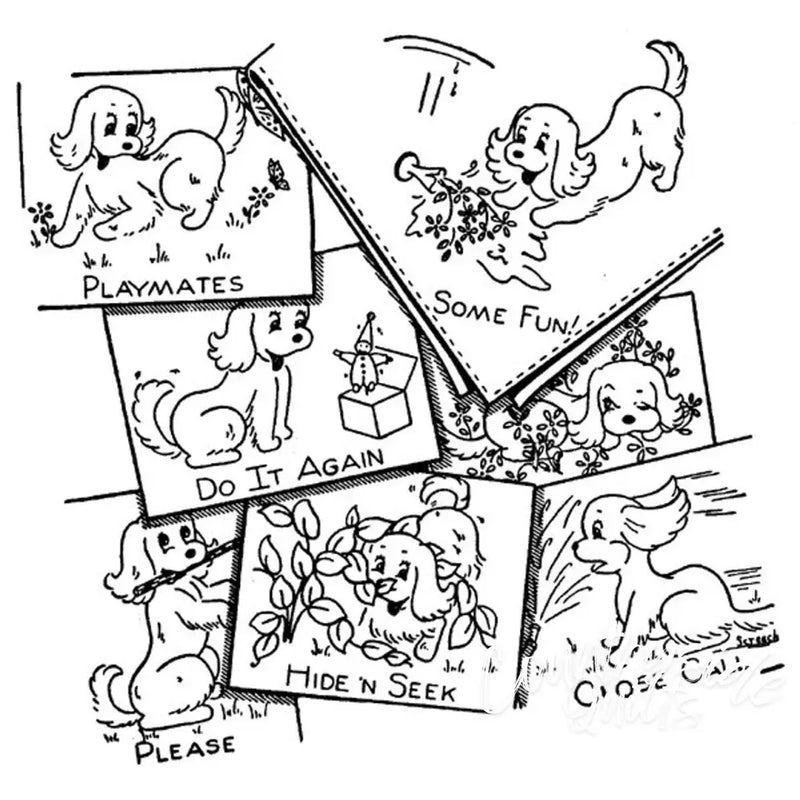 Cartoon dog handkerchiefs featuring playful cocker puppy pattern from Aunt Marthas® countryside quilts