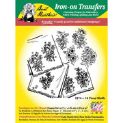 Aunt Martha’s® #3254 14 Floral Motifs iron-on transfer sheet with floral motifs design
