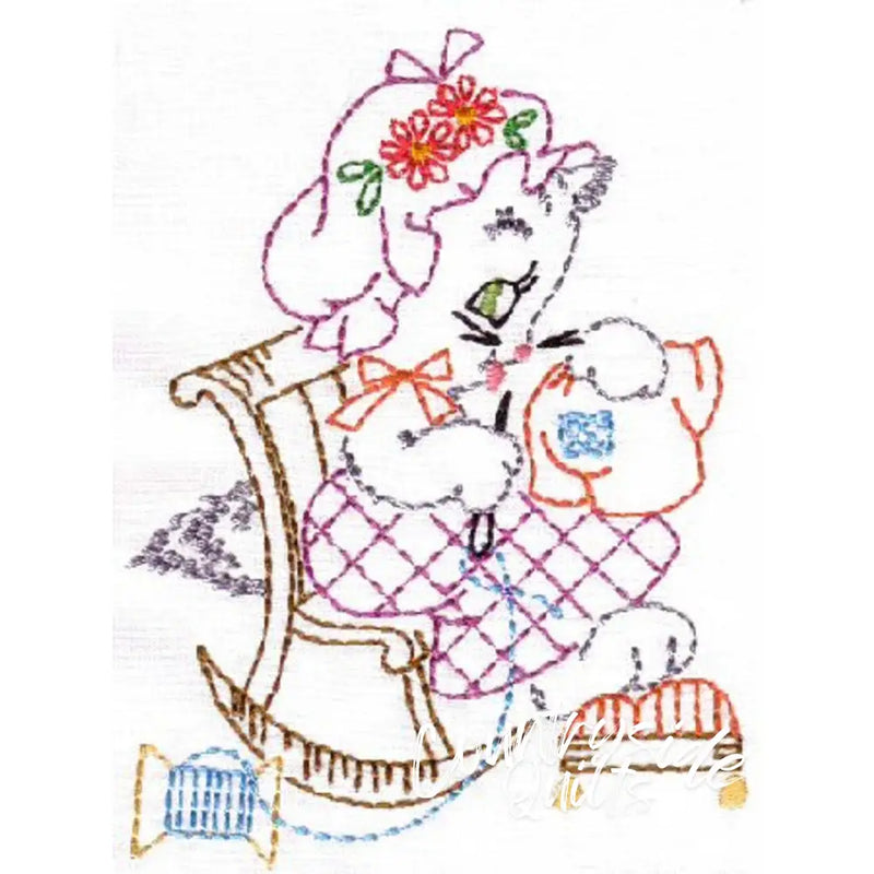 Aunt Martha’s® 3733 Kitten Motifs for Tea Towels Days