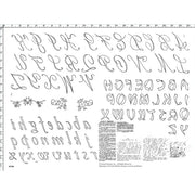 Vintage alphabet embroidery patterns from Aunt Marthas® featuring countryside quilts and letters measure