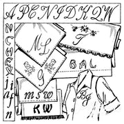 Aunt Martha’s® Monogrammed handkerchief and clothing assortment with countryside quilts