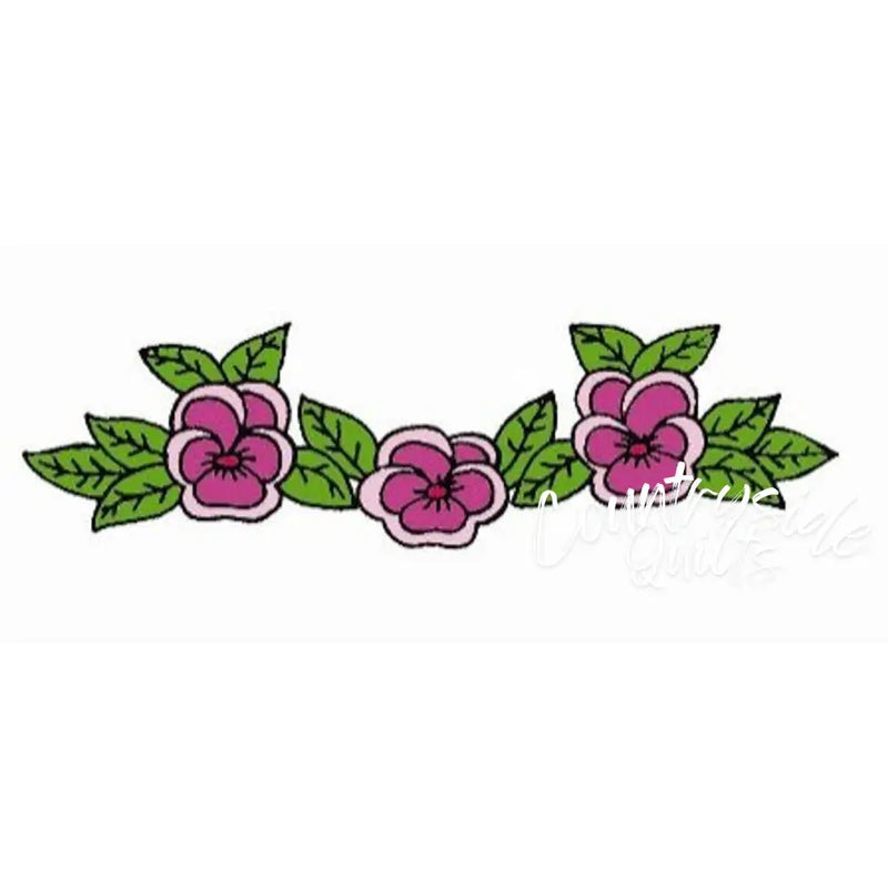 Charming designs floral border with pink flowers and green leaves for Aunt Marthas® countryside quilts
