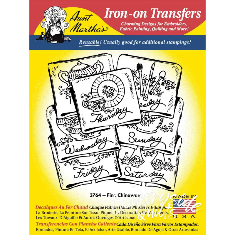 Aunt Martha’s® 3764 Fine Chinaware Days of the Week Tea