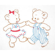 Embroidered dancing teddy bears on Aunt Martha’s® Lotsa Bears for countryside quilts