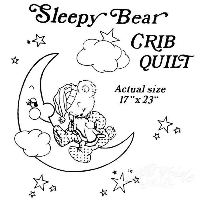 Sleepy bear crib quilt pattern from Aunt Martha’s® for a bear crib quilt design