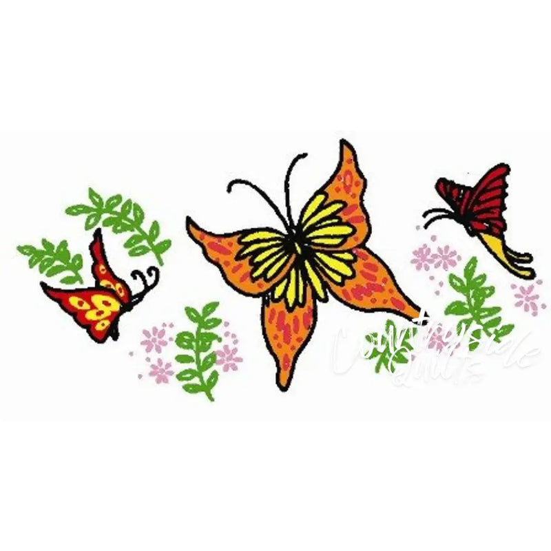 Colorful butterfly illustration on Aunt Marthas® countryside quilts child’s motif fabric