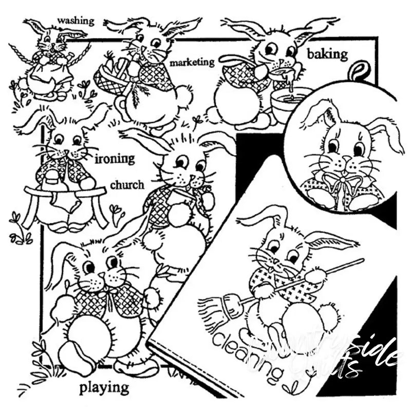 Aunt Marthas® Bunny-themed activity sampler for countryside quilts compare select