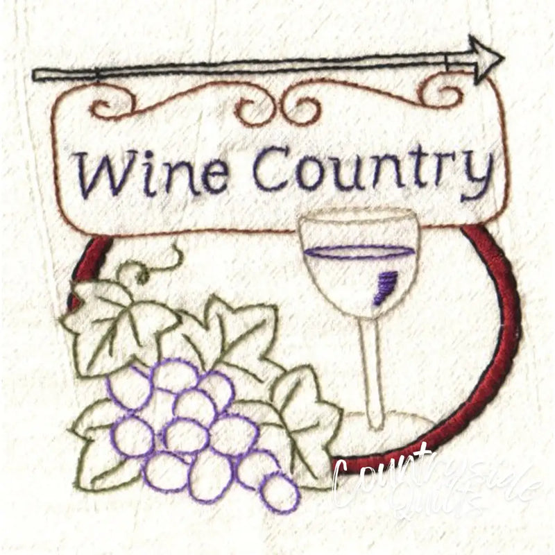 Embroidered Wine Country design on Aunt Martha’s® countryside quilts product #3998