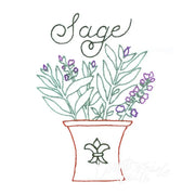 Sage plant in a pot from Aunt Marthas Superb Herbs collection with countryside quilts