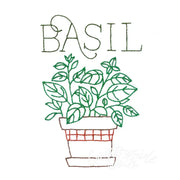 Basil plant embroidery from Aunt Martha’s® Superb Herbs collection on countryside quilts