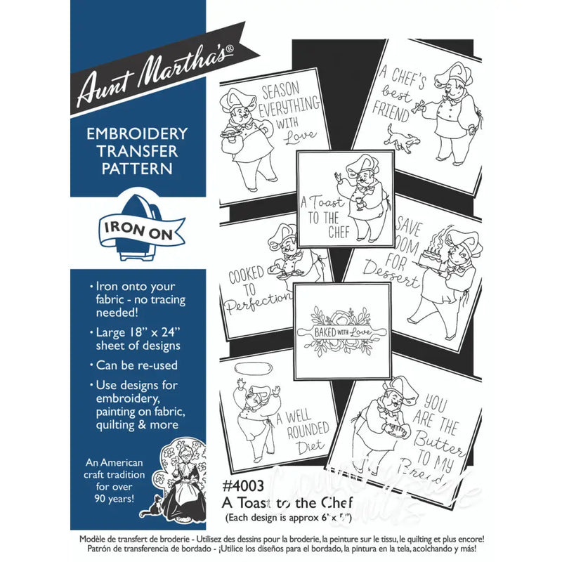 Embroidery transfer pattern from Aunt Martha’s® for countryside quilts in compare select collection