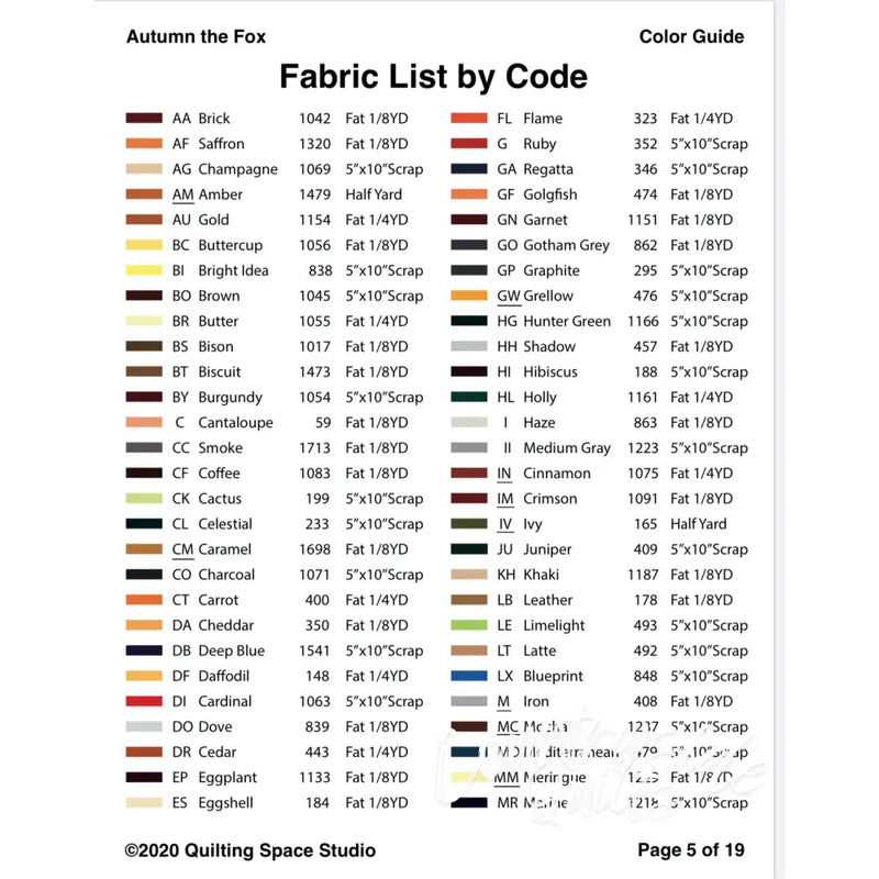 Autumn the Fox Pattern PT001