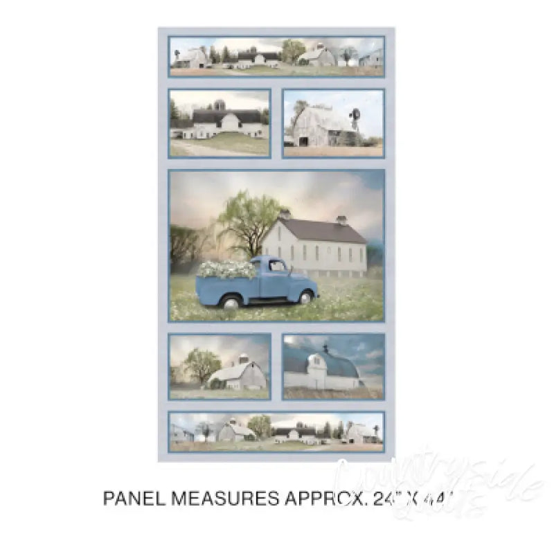 Benartex AMERICAN BARN PANEL GREY/MULTI By LORI DIETER