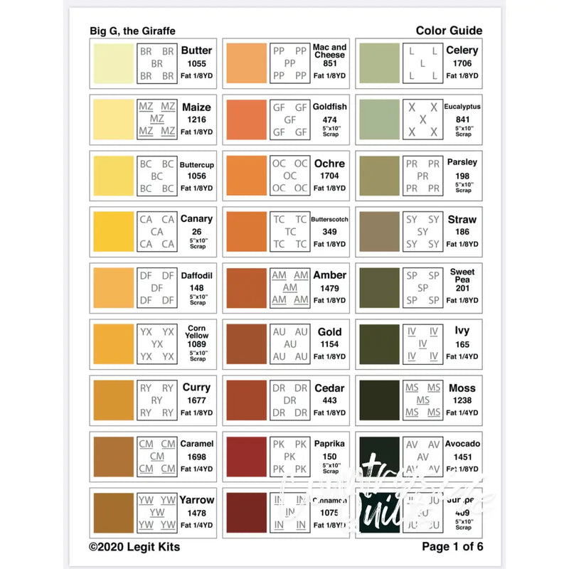 Big G the Giraffe Pattern PT002