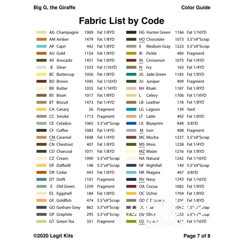 Big G the Giraffe Quilt Kit QK002