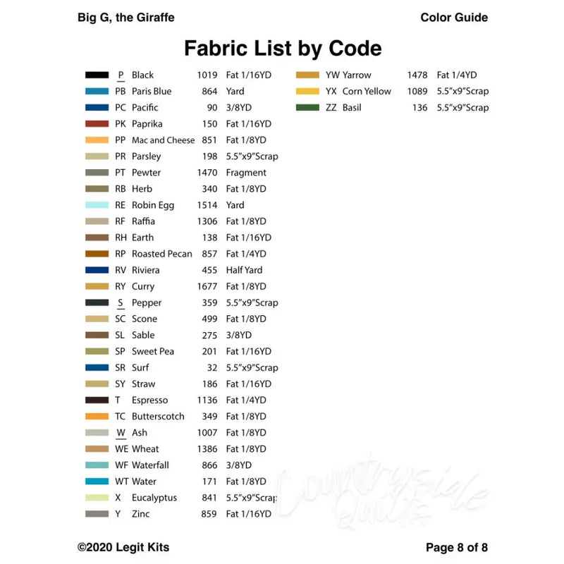 Big G the Giraffe Quilt Kit QK002