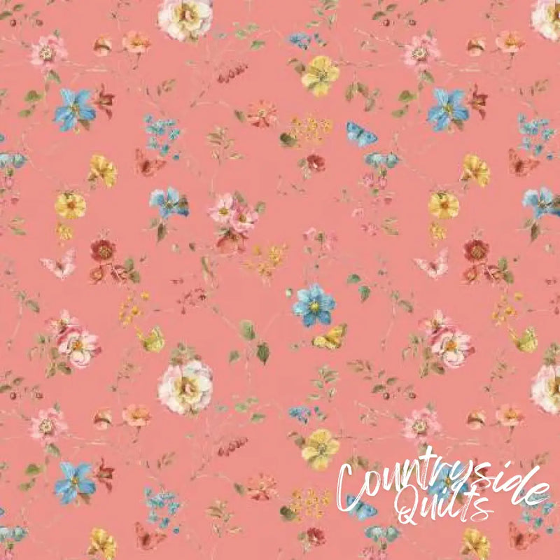 Countryside Floral Coral 44’’ / 45’’ Width C14533-CORAL