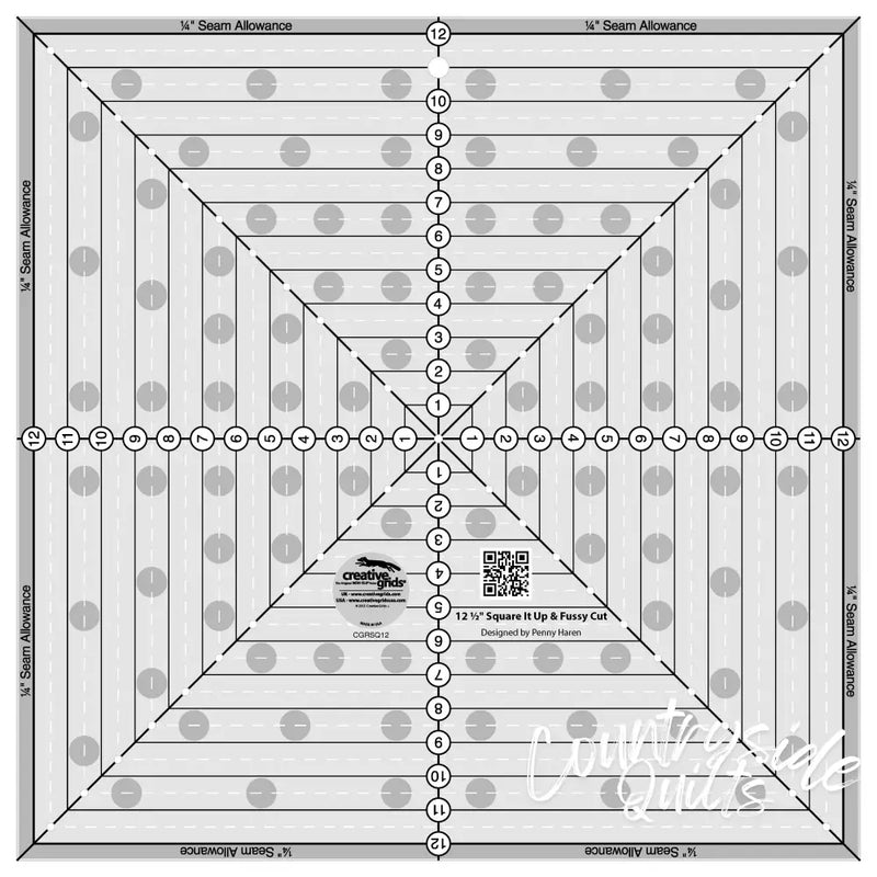 Creative Grids 12-1/2in Square It Up or Fussy Cut Quilt