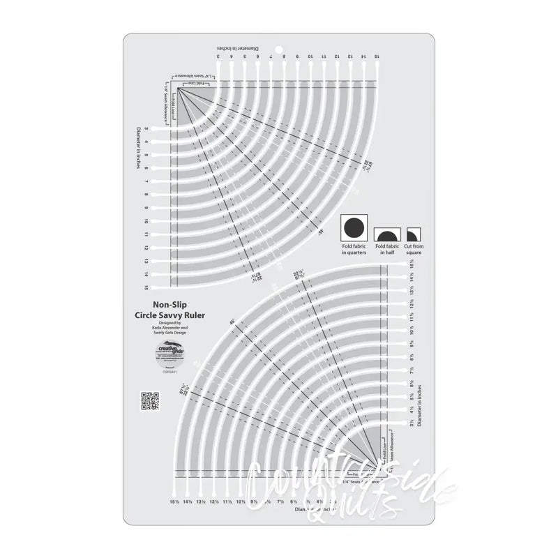 Creative Grids Circle Savvy 11-3/4in x 18-1/2in Quilt Ruler