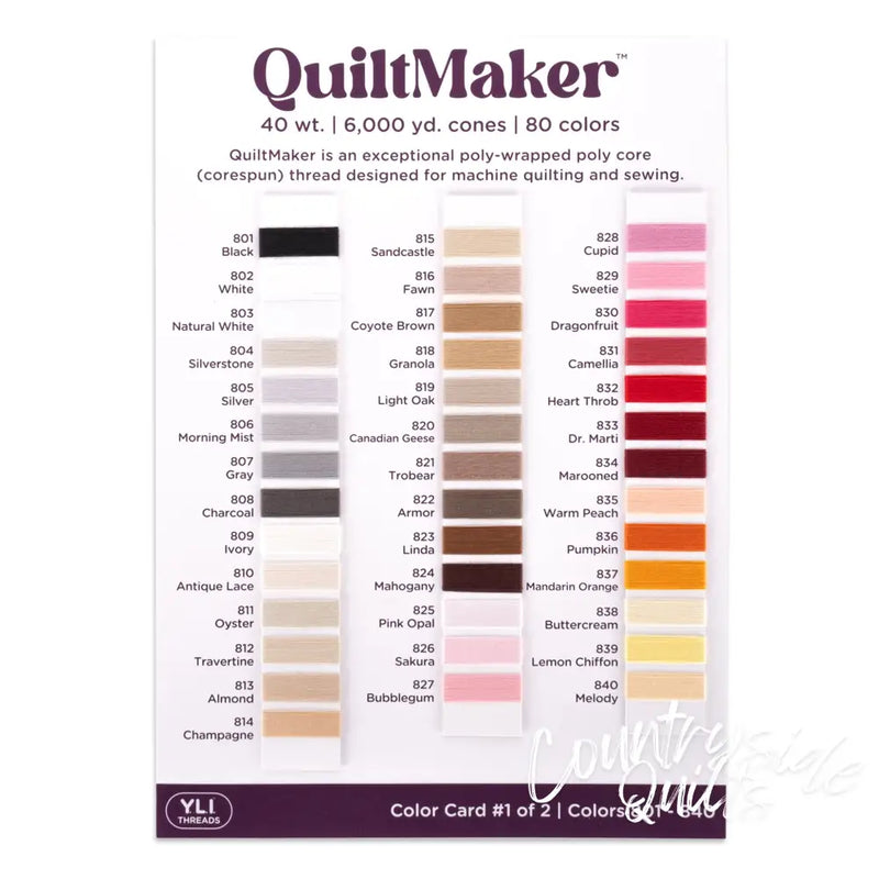 QuiltMaker Color Card No. 1 Thread 15-9-1