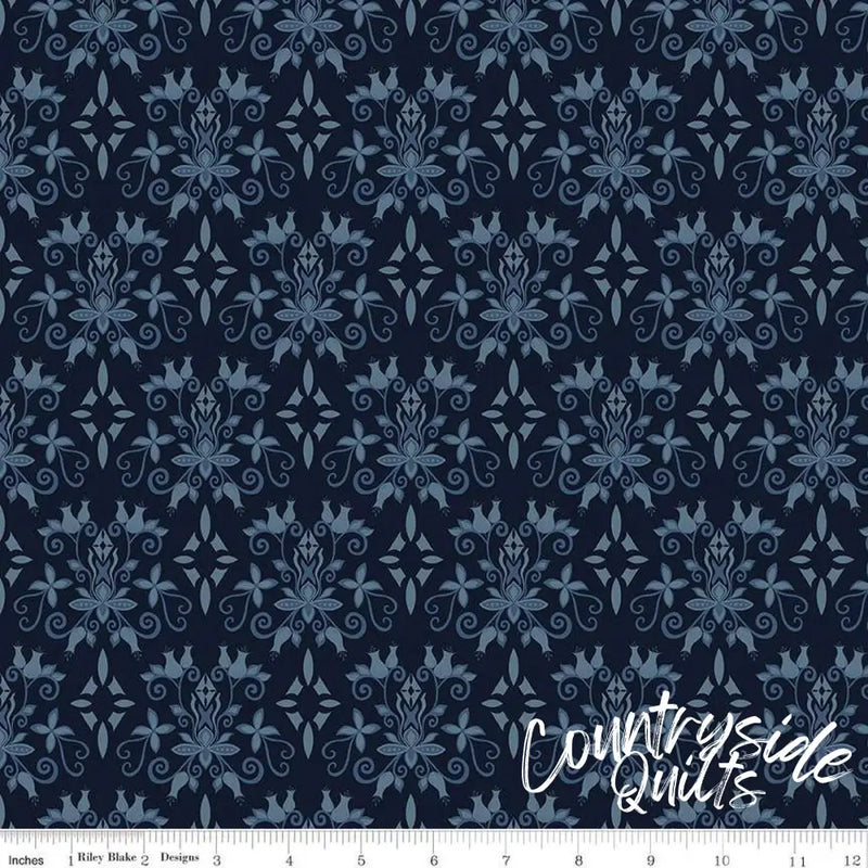 Riley Blake Designs Curated Blooms Damask Midnight 44’’
