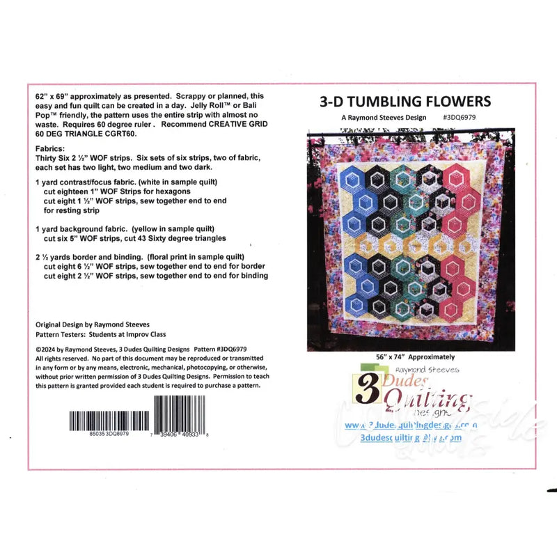 3-D TUMBLING FLOWERS Quilt Pattern sku-40884615675979