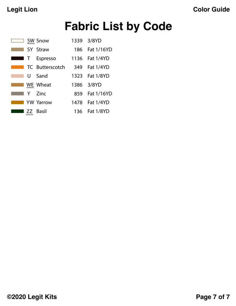 Legit Lion Full Quilt Kit