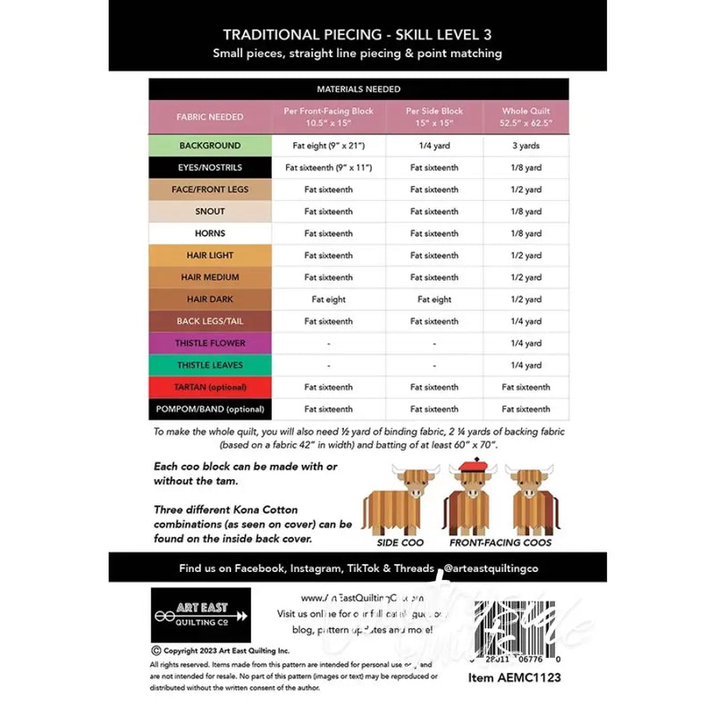 Art East Quilting Co - Mini Coos - a Highland Cow Quilt