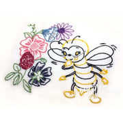 Whimsical Cartoon Bee with Colorful Flowers from Aunt Martha’s Busy Bee Collection