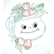 Smiling teapot with strawberries and leaves from Aunt Martha’s Animated Crockery