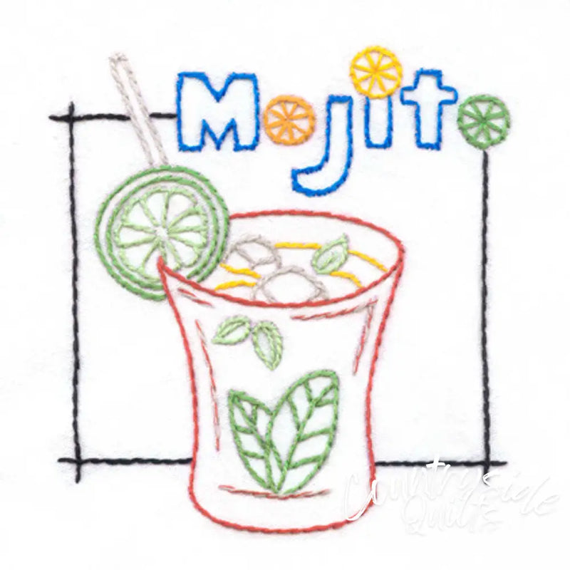 Simple sketch of a mojito cocktail for Aunt Martha’s Happy Hour collection