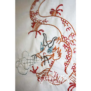 Red embroidered dragon with blue eyes from Aunt Martha’s Oriental Designs collection