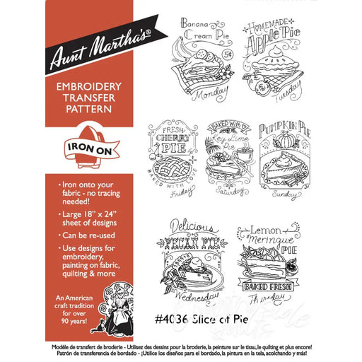 Aunt Martha’s #4036 Slice of Pie Days the Week Tea Towels