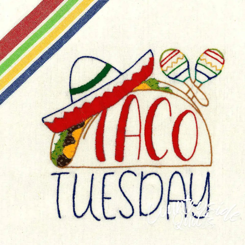 Colorful Taco Tuesday text design with sombrero and maracas in Aunt Martha’s All-American Treats