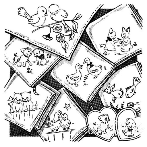 Vintage-style animal illustrations by Aunt Martha’s, ideal for quilting projects